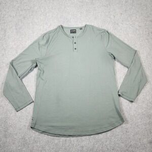 Cuts Clothing Shirt Mens Green  XL Curve Hem Long Sleeve Henley